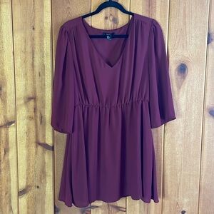 Women’s 3/4 Sleeve V-neck Midi Dress